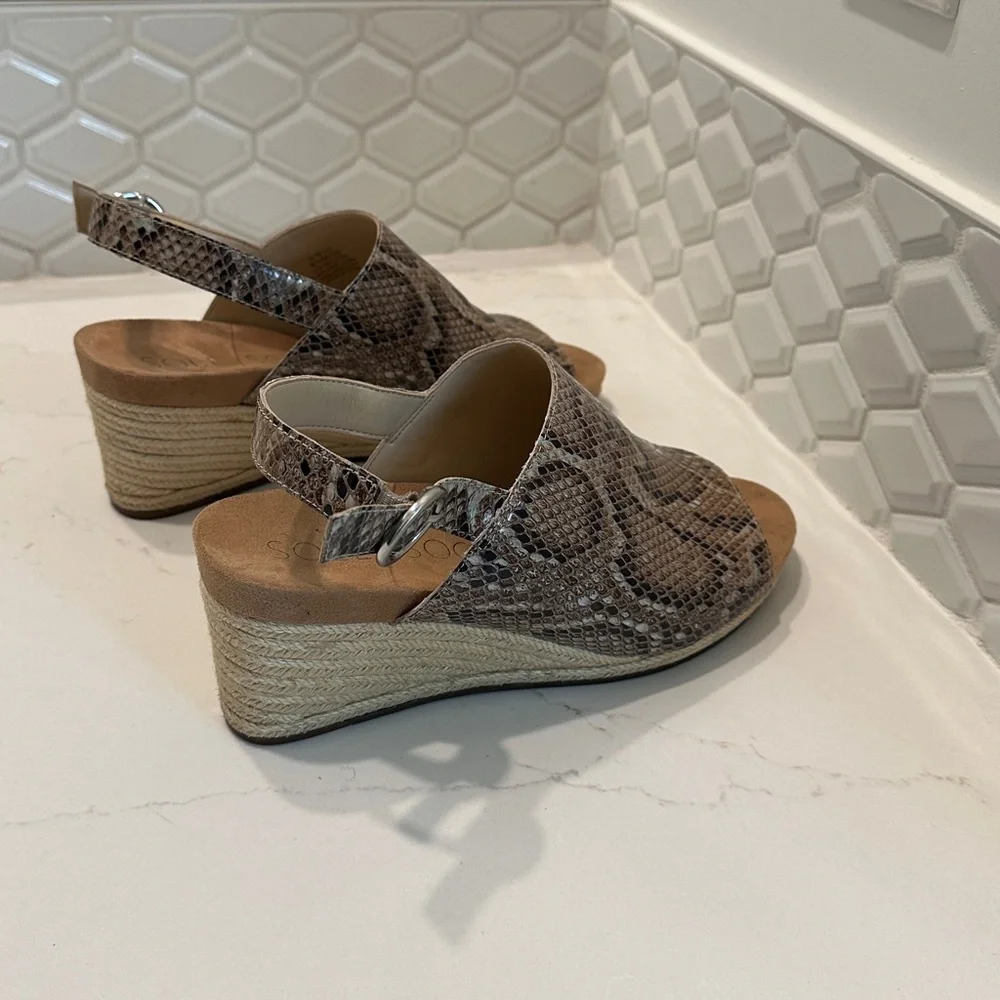 Sole Society Snakeskin Open-Toe Women's Wedge Espadrille Sandals Size 8 1/2